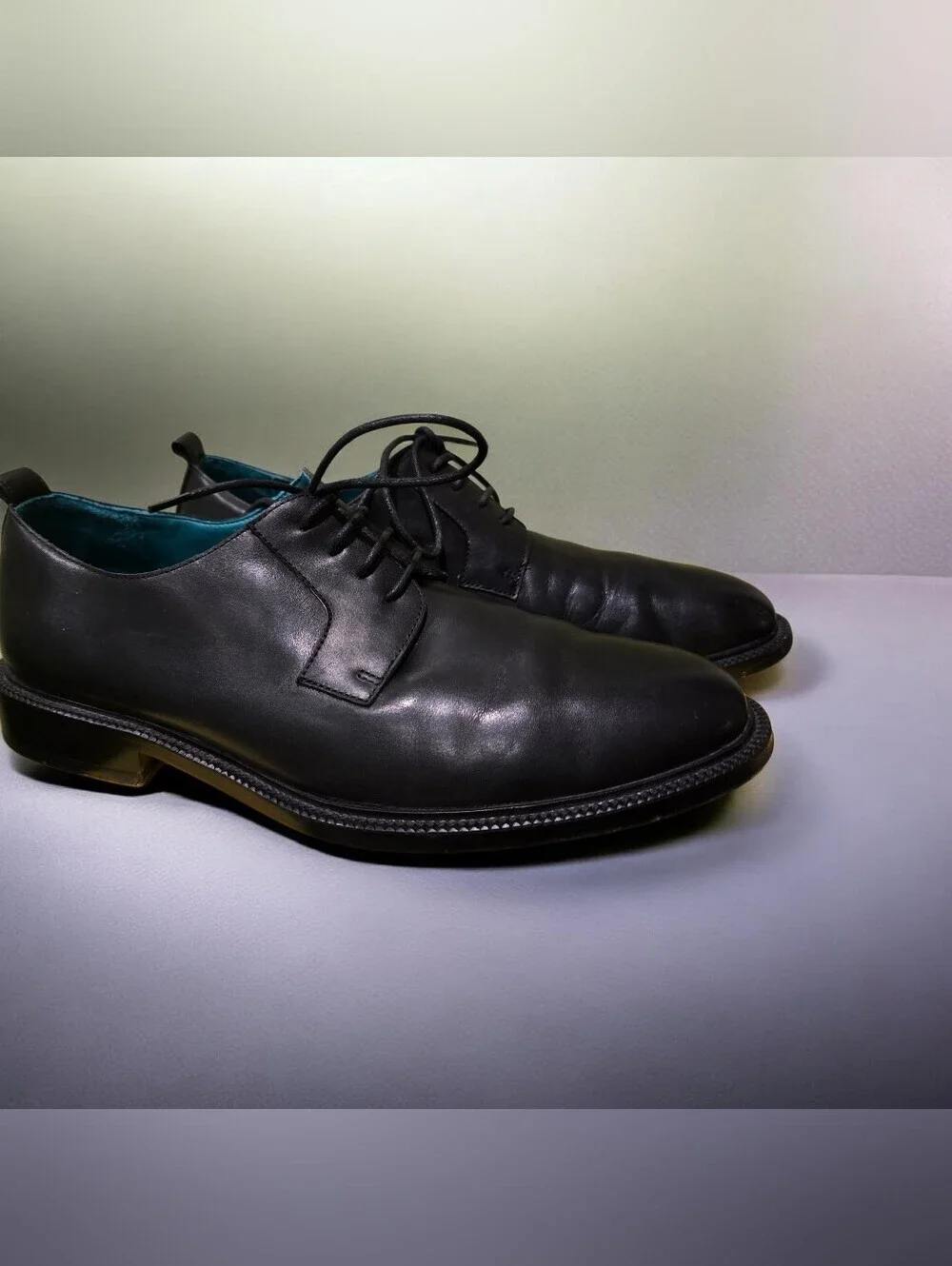 Men's Classic Black Leather Derby Shoes - Sleek Lace-Up Design